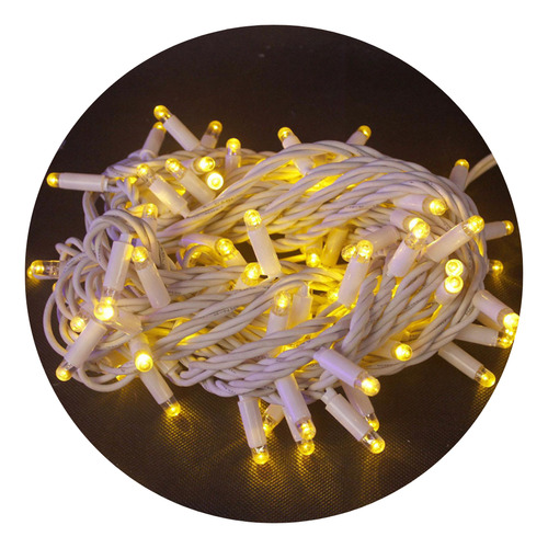 Luces Navidad Bolita 100 Led Cálida Decoración Arbolito 8mts
