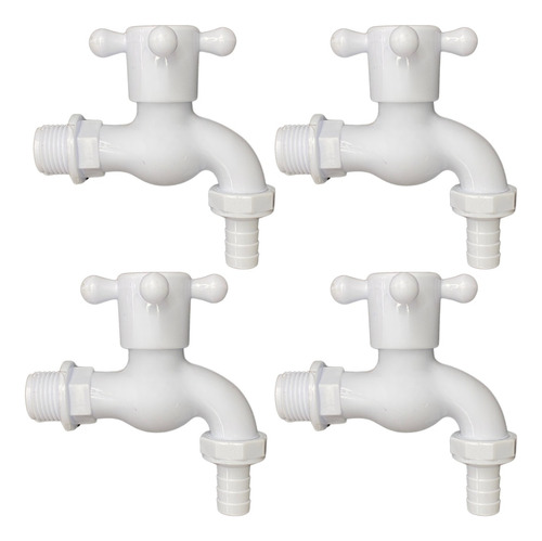 Canilla De 1/2 De Pvc Blanca Esferica 4 Puntas Riego Jardin