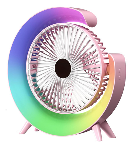 Mini Ventilador Turbo Portátil Con Luces Rgb Recargable Usb