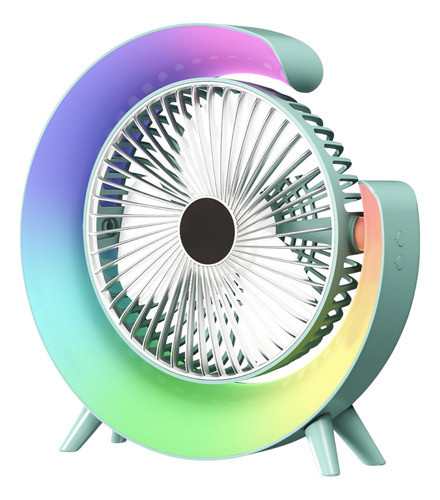Mini Ventilador Turbo Portátil Con Luces Rgb Recargable Usb