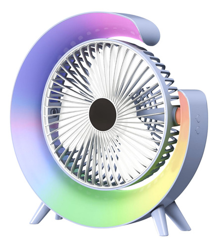 Mini Ventilador Turbo Portátil Con Luces Rgb Recargable Usb
