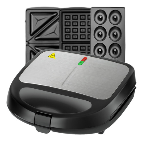 Sandwichera Waflera Donera Placas Antiadherentes 3 En 1 750w