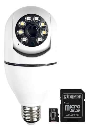 Cámara Seguridad Hd 360º Ptz Foco Y Tarjeta Micro Sd 64gb